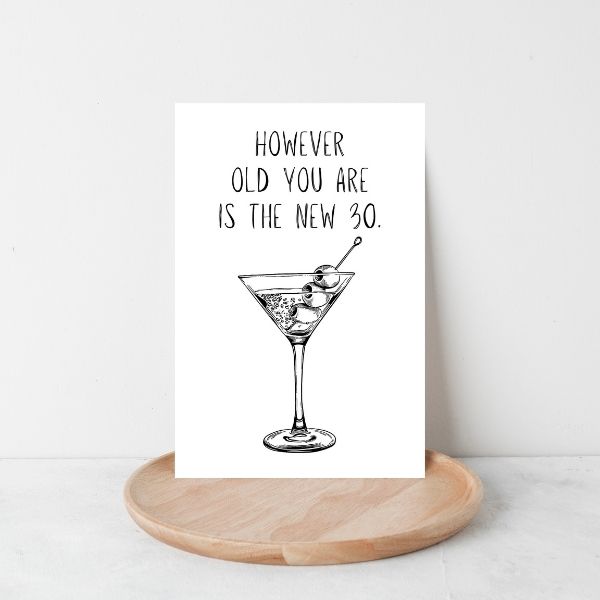 Printable Funny Martini Birthday Card