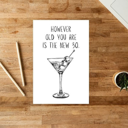 Printable Funny Martini Birthday Card