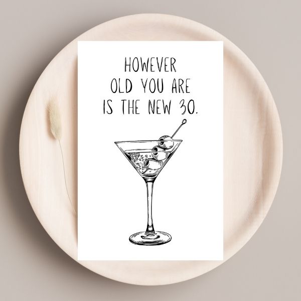 Printable Funny Martini Birthday Card