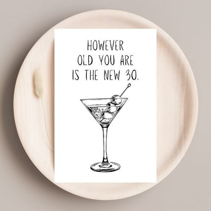 Printable Funny Martini Birthday Card
