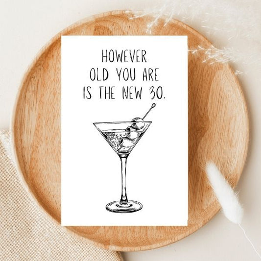 Printable Funny Martini Birthday Card