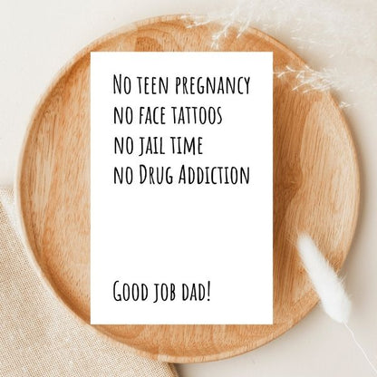 Funny Father’s Day Card 😂 | No Teen Pregnancy, Face Tattoos, or Jail Time – You Did Great!