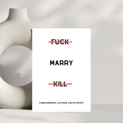 Funny Fuck Marry Kill Wedding Card