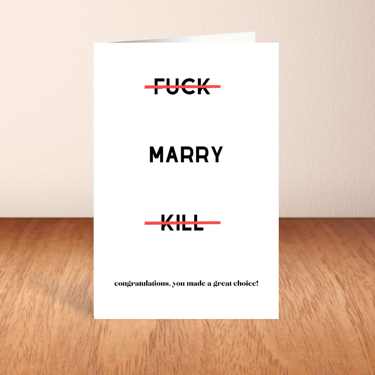 Funny Fuck Marry Kill Wedding Card