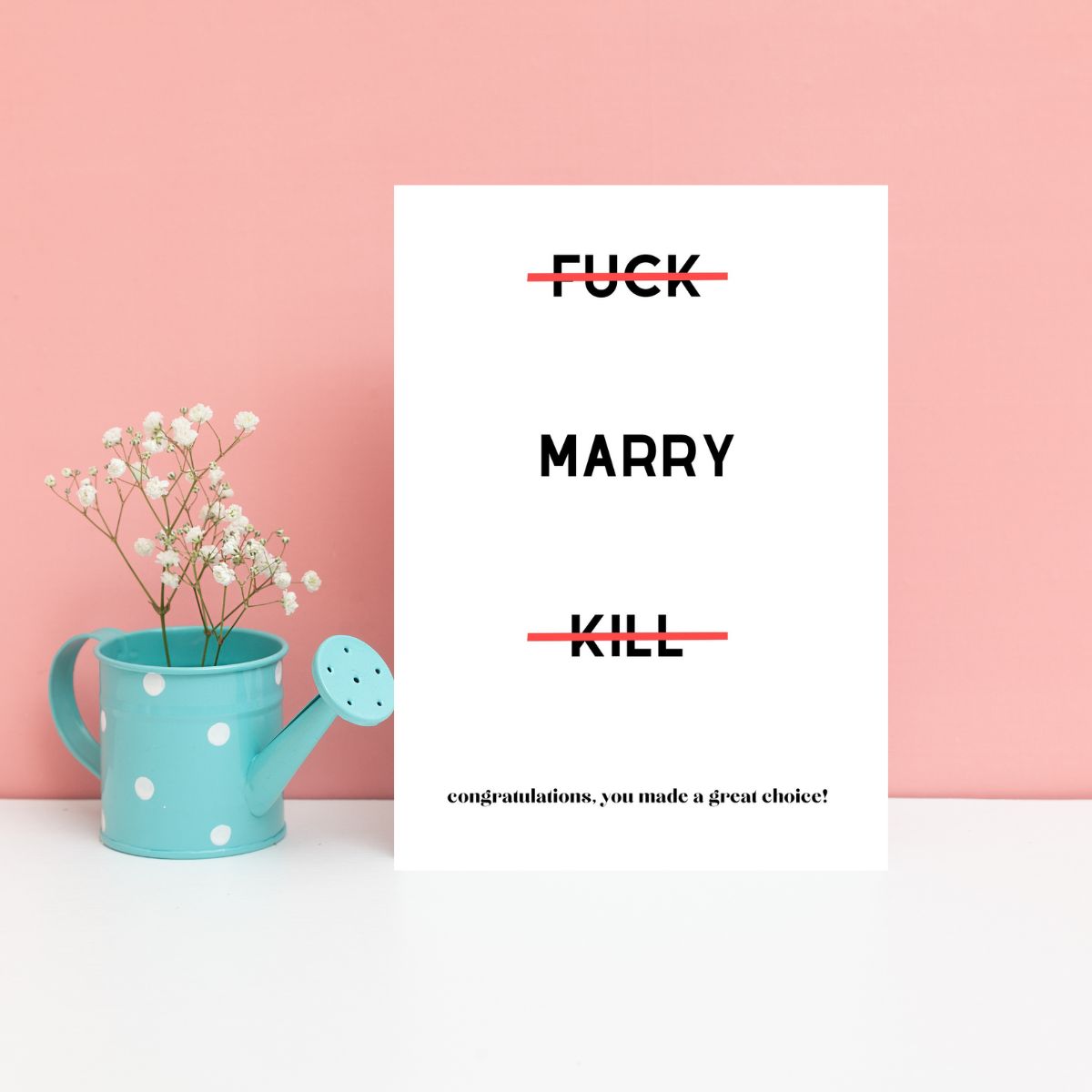 Funny Fuck Marry Kill Wedding Card
