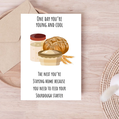 Printable Sourdough Starter Birthday Card, Funny Birthday Card for Friend, Sourdough Lover Card, Home Baker Birthday Card, Card for Baker