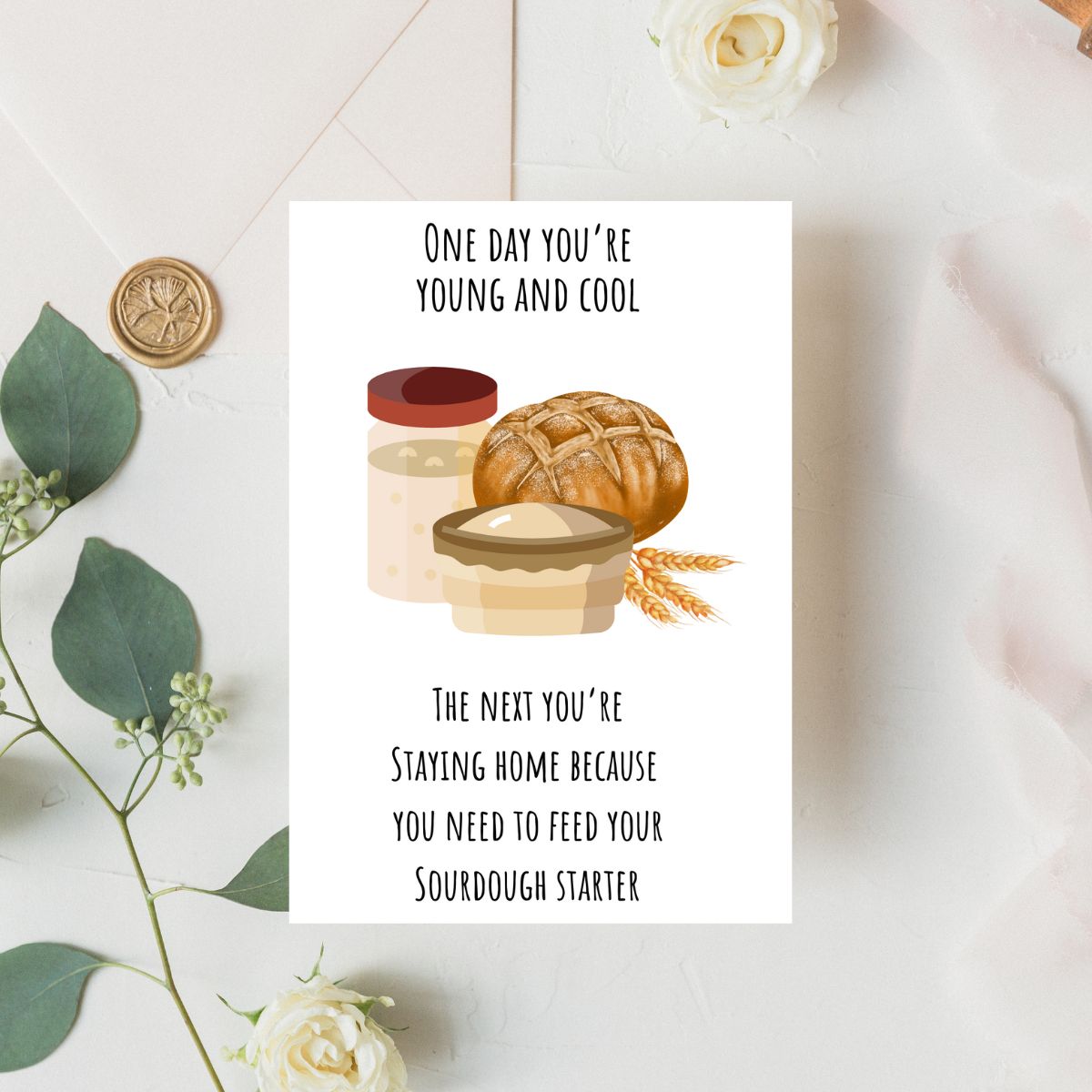 Printable Sourdough Starter Birthday Card, Funny Birthday Card for Friend, Sourdough Lover Card, Home Baker Birthday Card, Card for Baker