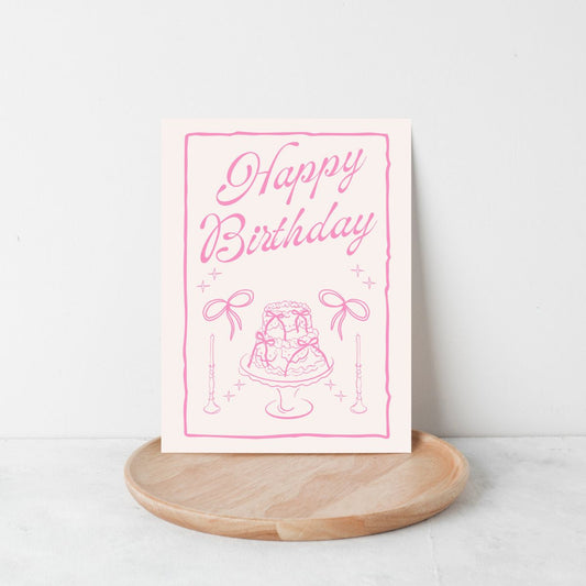 Cutesy Pink Birthday Card 🎀 | Girlie, Adorable & Full of Bows and Cake!