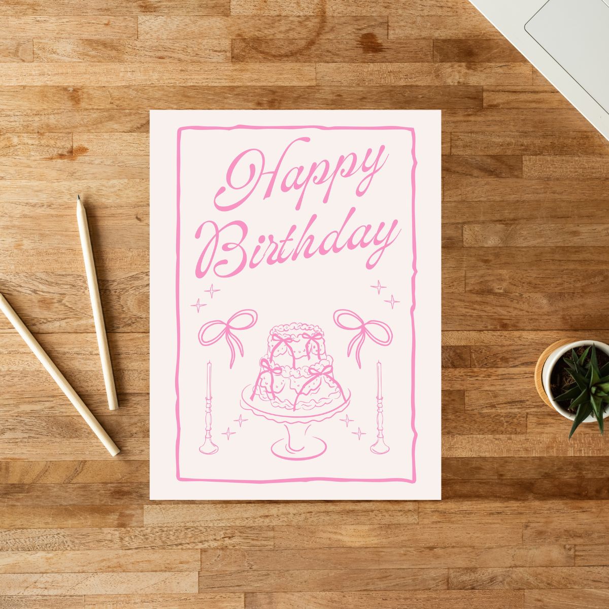 Cutesy Pink Birthday Card 🎀 | Girlie, Adorable & Full of Bows and Cake!