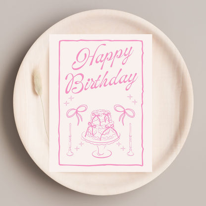 Cutesy Pink Birthday Card 🎀 | Girlie, Adorable & Full of Bows and Cake!