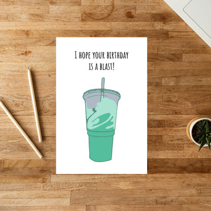 Funny Baja Blast Birthday Card 💥 | “Hope Your Birthday Is a Blast” Greeting Card for Taco Bell Lovers | 4x6 Card with Envelope