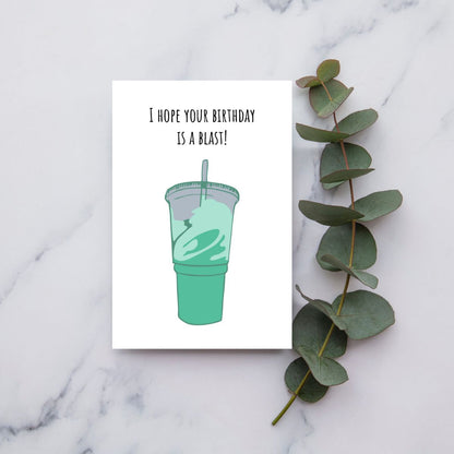 Funny Baja Blast Birthday Card 💥 | “Hope Your Birthday Is a Blast” Greeting Card for Taco Bell Lovers | 4x6 Card with Envelope