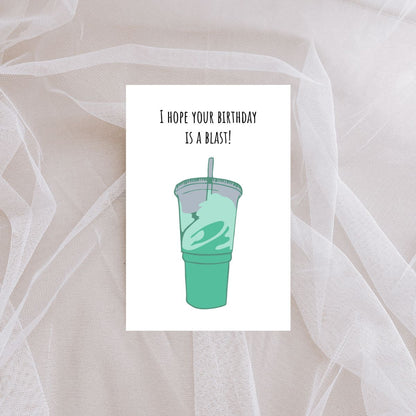 Funny Baja Blast Birthday Card 💥 | “Hope Your Birthday Is a Blast” Greeting Card for Taco Bell Lovers | 4x6 Card with Envelope