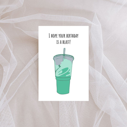 Funny Baja Blast Birthday Card 💥 | “Hope Your Birthday Is a Blast” Greeting Card for Taco Bell Lovers | 4x6 Card with Envelope
