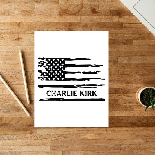 Charlie Kirk American Flag Wall Print