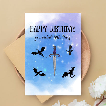 Violent Little Thing Bookish Funny Birthday Card for her